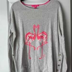 Lilly Pulitzer Caralynn Pink Flamingo Graphic Sweater